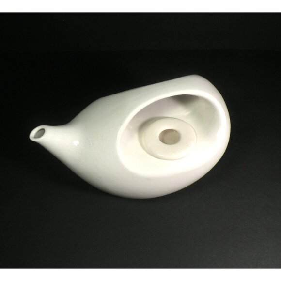 Vintage Robert Witkoff Mid-Century White Porcelain Teapot With Sculptural Desig - Picture 2 of 13